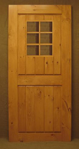 Rustic door with 6 lite window and plank panels