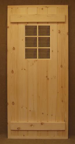 exterior stockade door with vertical 6 lite window