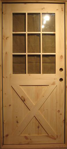 Exterior 9 lite door with crossbuck bottom