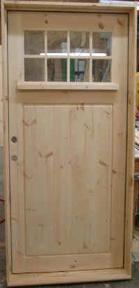 6 lite exterior pine door with tall flat panel
