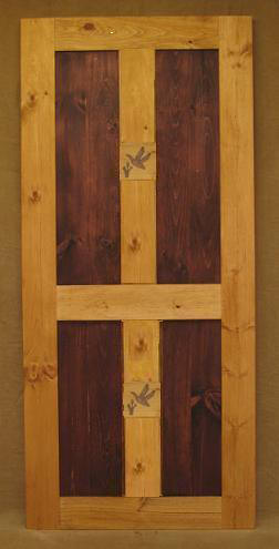 pine door with duck carving