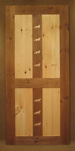 fox carving in interior wood door