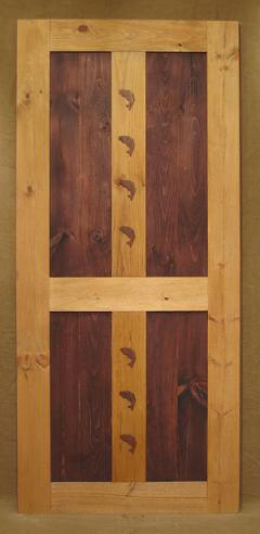 jumping fish carving on pine door