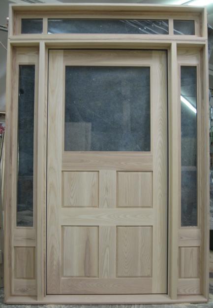 Custom mission door unit with matching sidelights and transom