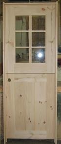 Custom pine dutch door with 6 lite window