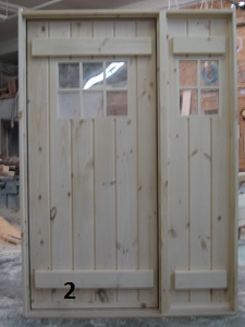 Exterior pine door with sidelight