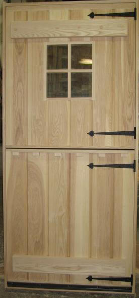 Hardwood stockade dutch door with 4 lite window