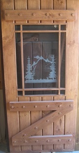 praire grill etched glass pine door